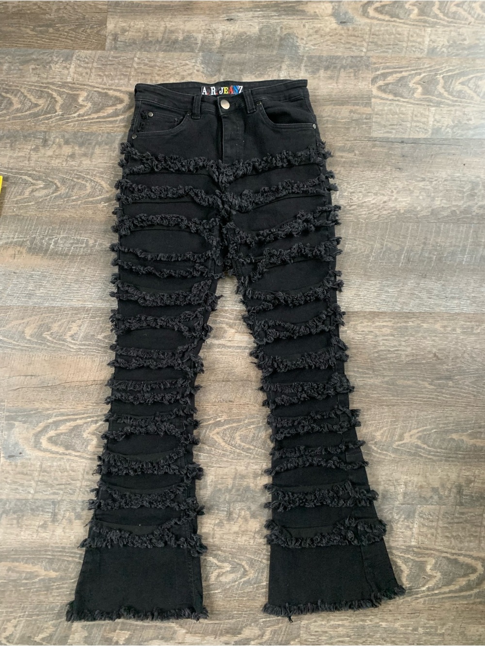Black Distressed Streetwear Rockstar Fringe Juniors Jeans